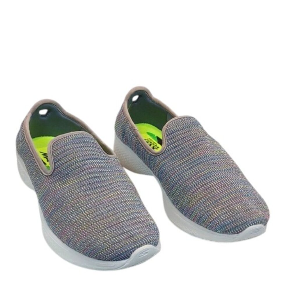 Skechers Women's Goga Max Gen 5 Go Walk 4 Gray Multicolor Slip-On Sneakers